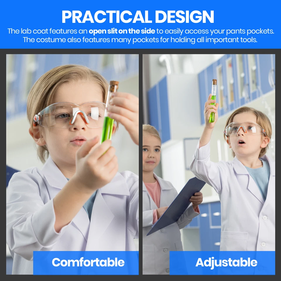 Abrigo de laboratorio Dress Up America para niños - Abrigo de laboratorio médico de 3/4 de longitud para niñas... Foto 3 de 4