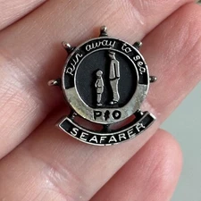 Vintage Run Away to Sea P&O Seafarer Silver Tone Lapel Pin