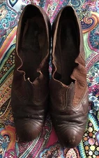 Antique Victorian Women's High Heel Shoes Brown Leather Pointed Toe Slip-on