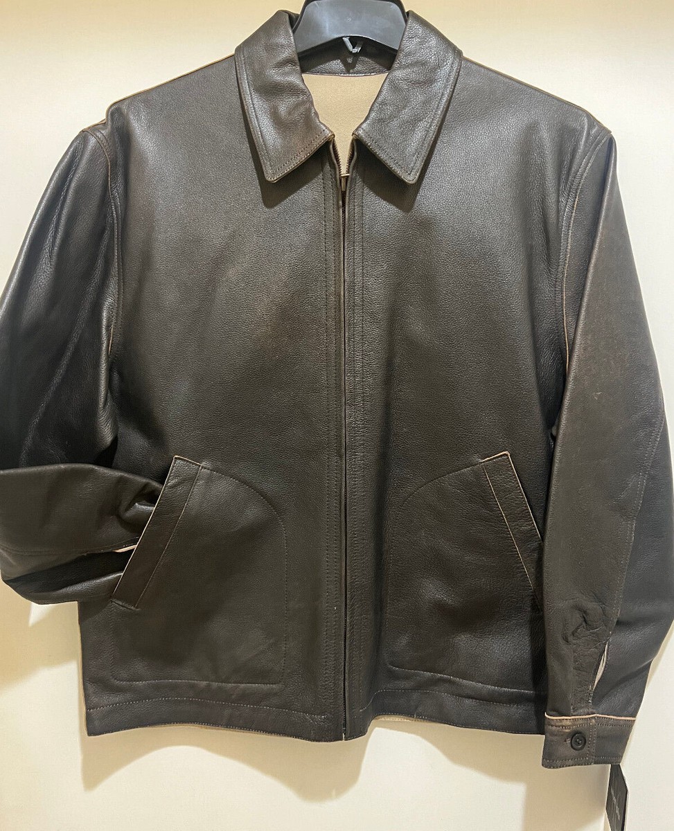 ジャケット・アウター RARE Vintage Reversible Leather Jacket M Distressed Retro Brown Reversible Men's Leather Jacket By Whet Blu