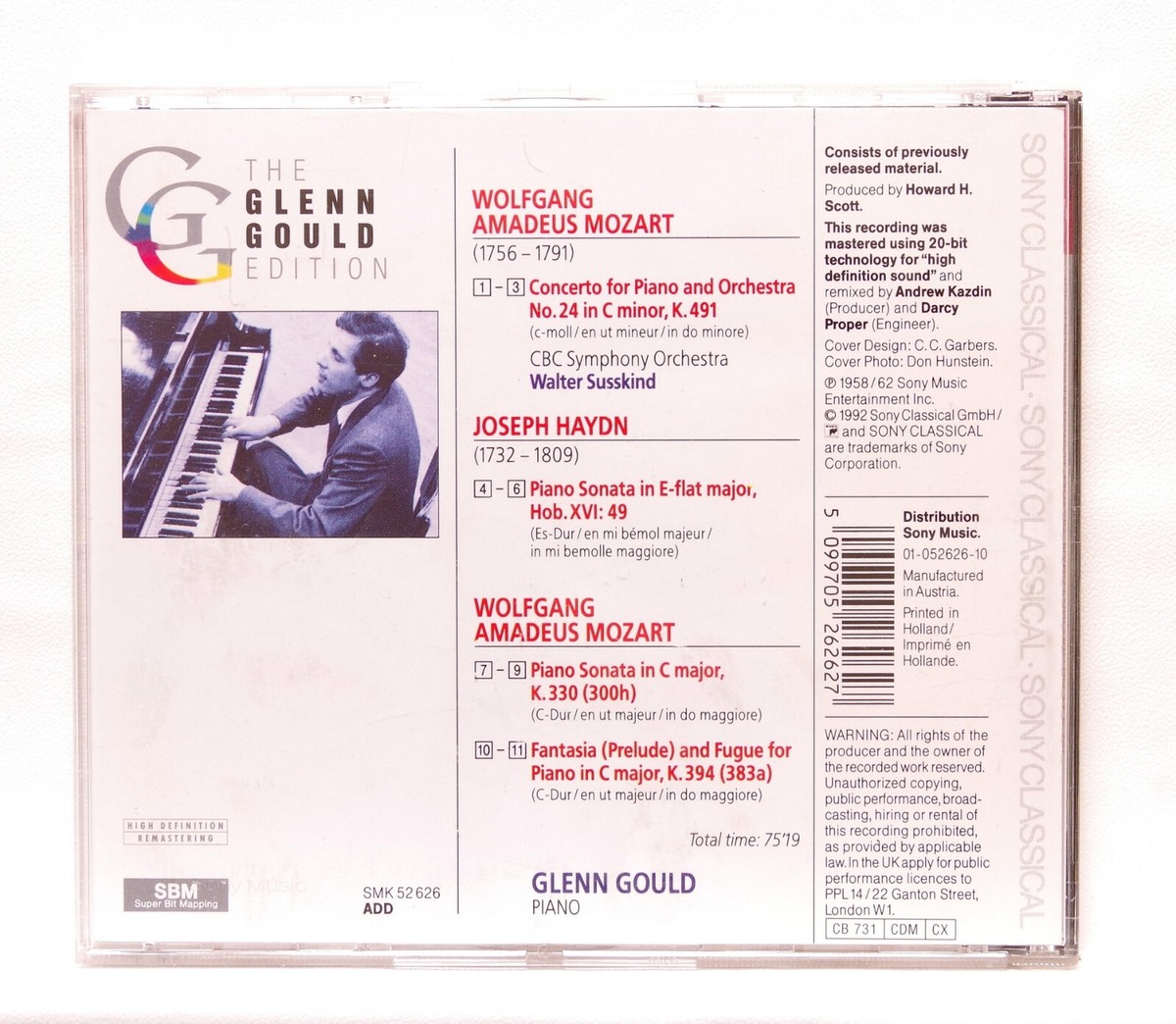 GLENN GOULD - MOZART piano concerto no.24, sonata HAYDN sonata no