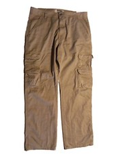 Wrangler Authentics Cargo Pant Men 34x32 Relaxed Fit Actual Waist 37" Tan Cotton