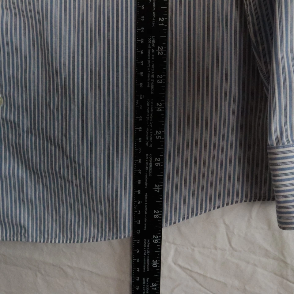 Camisa Marc Anthony Para Hombre 16.5 34/35 Calce Ajustado Abotonada Azul Rayas Manga Larga Foto 4 de 4