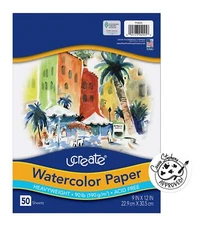 9x12 White Watercolor Paper Pad 90 lb 50 Sheets for Student Art Projects