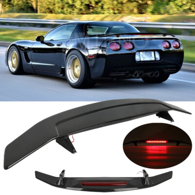 52'' Carbon Rear Trunk Spoiler Wing w/ Brake Light For Chevy Corvette C5 C4 Coupe