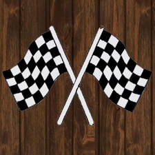 Checkered Flags Embroidered Patch — Iron On