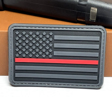 PVC Tactical Morale Patch - USA Thin Red Line Flag Patch - Firefighter Patch