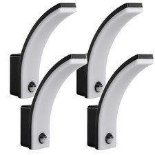 4x LED Wall Lamp PIR Motion Detector Black 20W IP65 2000lm Neutral White