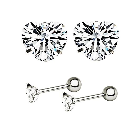20PCS CZ Earrings Ear Stud Set Surgical Steel Bone Stud for Women Men Jewelry - Picture 6 of 17