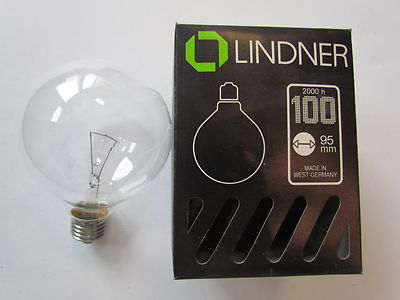 Lindner Globelampe GLOBE G95 Klar E27 100W Glühlampe 2000h MADE IN GERMANY