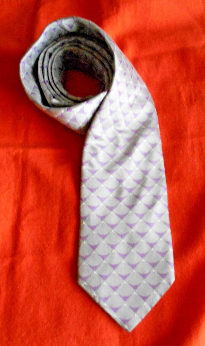 Cravate 100% Soie Nodus Made In Italy - Couleur Gris Mauve, Largeur Classique - Occasion TB
