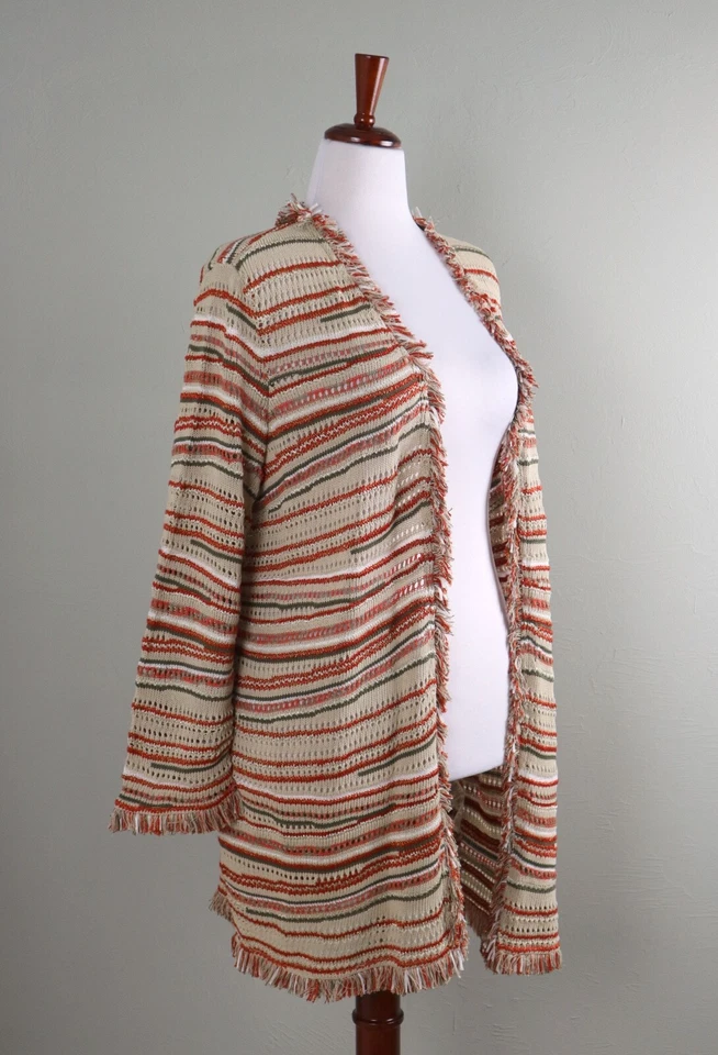 Cárdigan Suéter Top CHICO'S NUEVO CON ETIQUETAS $119 Texturizado Zig Zag Flecos Talla 2 Grande EE. UU. Foto 2 de 4