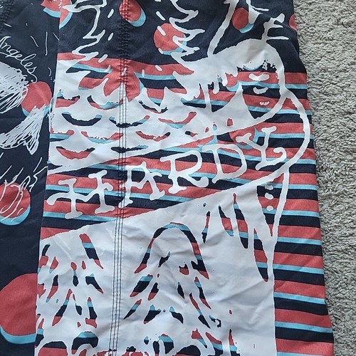 Ed Hardy Board Shorts Mens 36 Black Red Skull Swimwear Graphic Pray For Surf - Picture 5 of 12