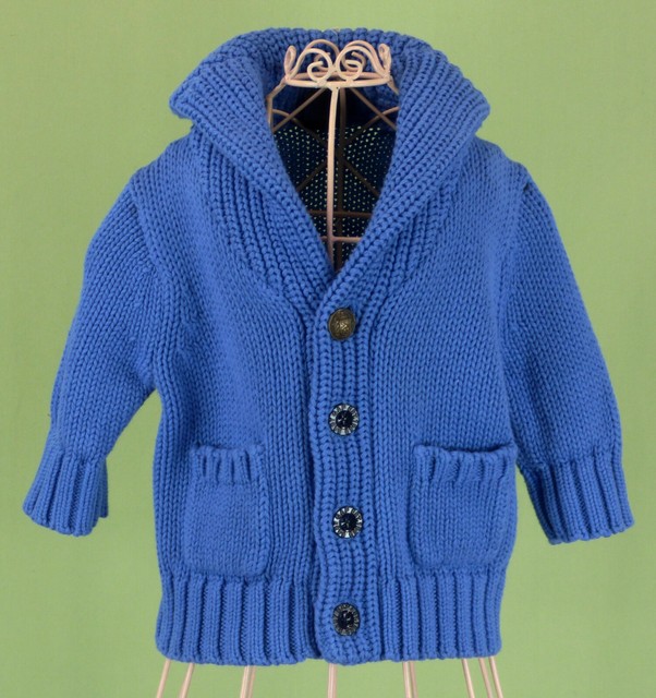 277 NWT baby GAP boy blue knitted cardigan sweater long sleeve NEW 03