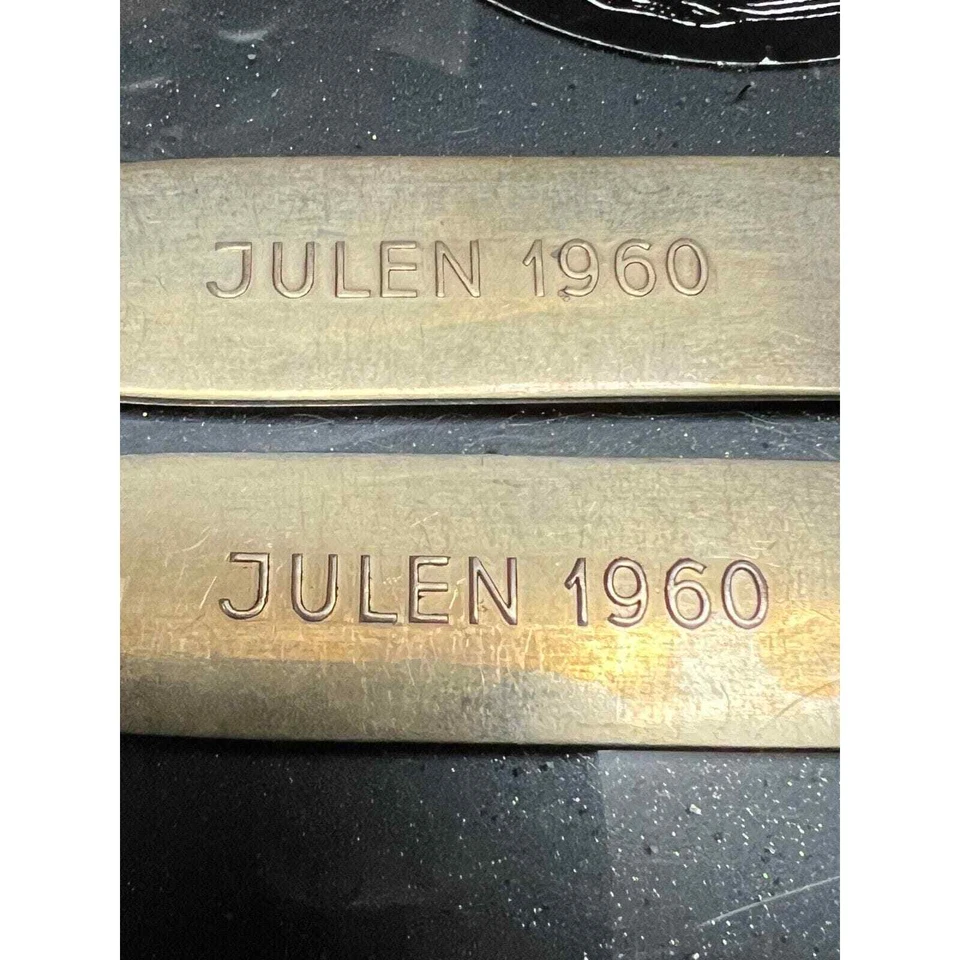 Juego de cucharas tenedor de plata esterlina A. Michelsen 2 piezas 1960 Julen Vermeil Navidad Foto 3 de 4