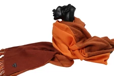 ALPACA 111 Baby Alpaca Rust Orange Pashmina Fringe Scarf