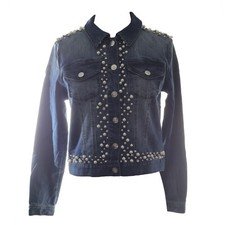 bebe Extravagant Cotton Blend Dark Blue Denim Barcelona Jacket New Tags Size S