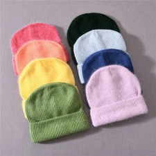 Double Layer Warm Skullies- Pure Color Wool Hat Women Cashmere Knitted Beanies