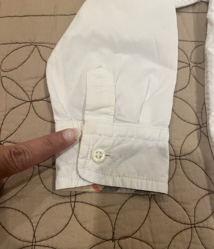 Burberry Boys Toddler Button Down Dress Shirt Solid White Plaid Cuffs Sz4Y 104cm - Picture 3 of 12
