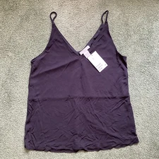 NWT H&M Black Slinky V-Neck Tank Top - Size XS 90s y2k Style