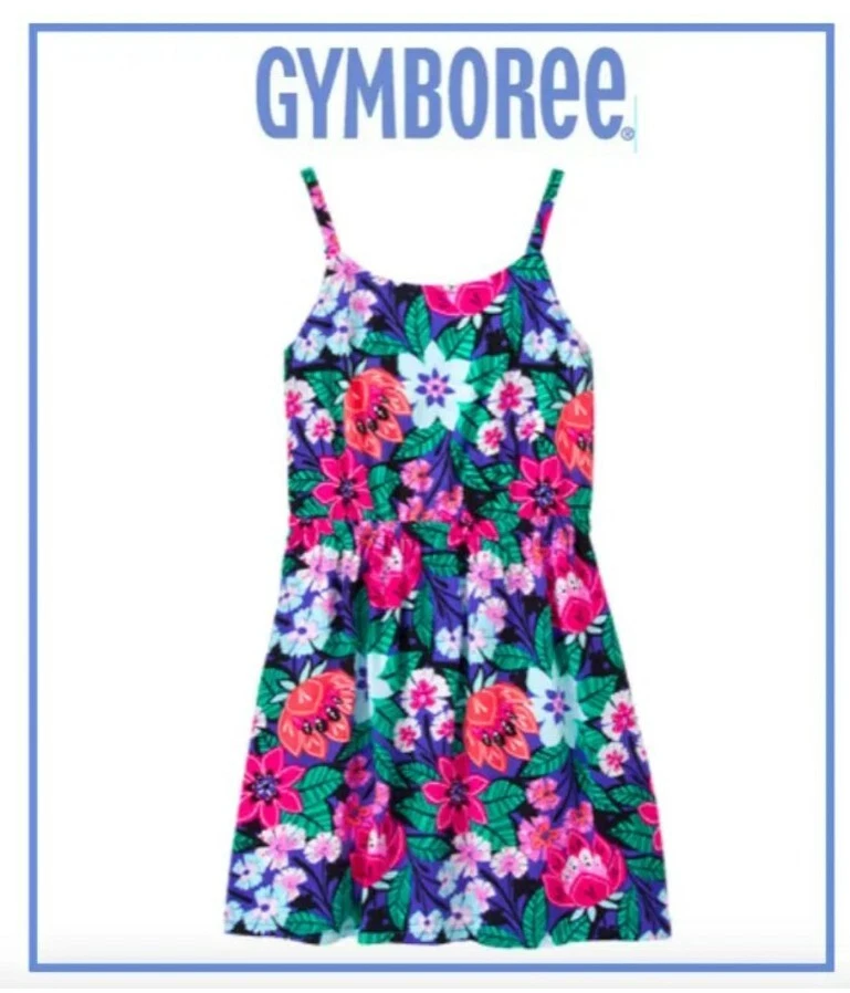 Niñas GYMBOREE Jungle Brights Bahama Bloom Tropical Floral Vestido Atado Atrás 10 Foto 2 de 4