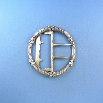 Victorian Sterling Silver Four Leaf Clover Belt Buckle Antique Lucky Good  Luck