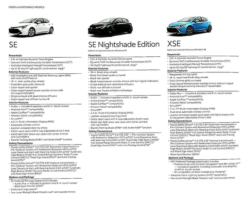 2020 TOYOTA COROLLA HATCHBACK PREMIUM SALES BROCHURE CATALOG ~ 26 PAGES - Picture 12 of 12