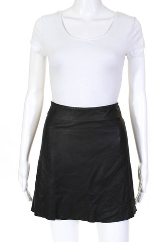 VEDA Womens Leather Circle Mini Skirt Black Size X