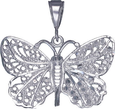 Sterling Silber Schmetterling Charm Anhänger Halskette Diamantschliff Finish mit Kette