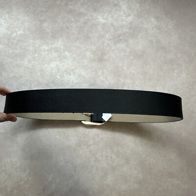 NWOT Vince Camuto Black Faux Leather Classic Belt Gold Tone 