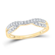 14K Yellow Gold Womens Round Diamond Contour Enhancer Wedding Band 1/4 Cttw
