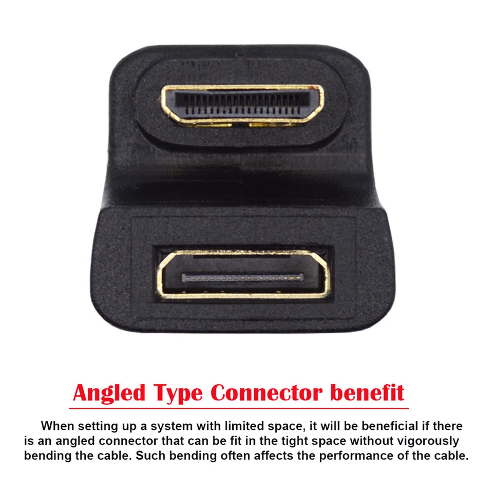 Cablecy 360 Degree Opposite U Shape Back Angled Mini HDMI1.4 Male to Mini Female - Image 4 of 4