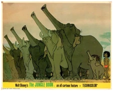 The Jungle Book Original Lobby Card Disney Animation Mowgli Hathi & elephants 