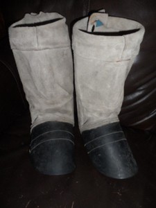 VINTAGE-WELDING LEG & SHOE COVERS-HEAVY DUTY-INNER BENDABLE FRAME-SPLIT OPENING