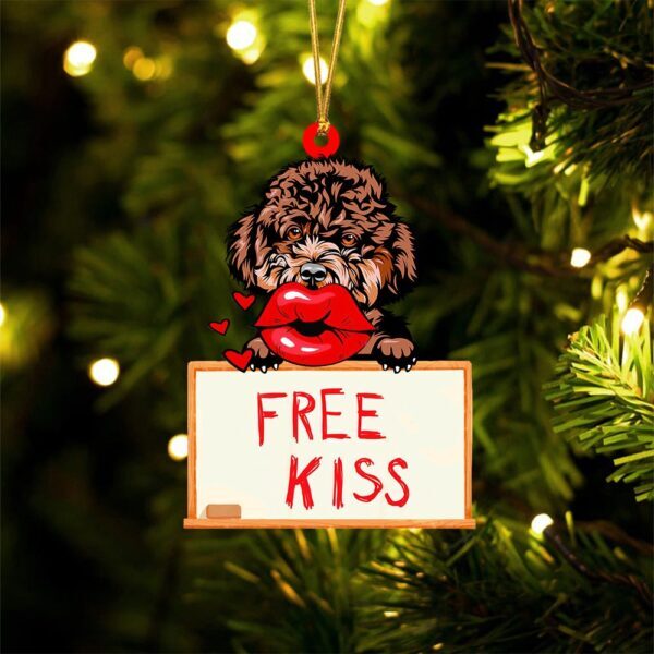 Poodle Free Kiss Christmas Ornament, Christmas Ornament, Dog Ornament