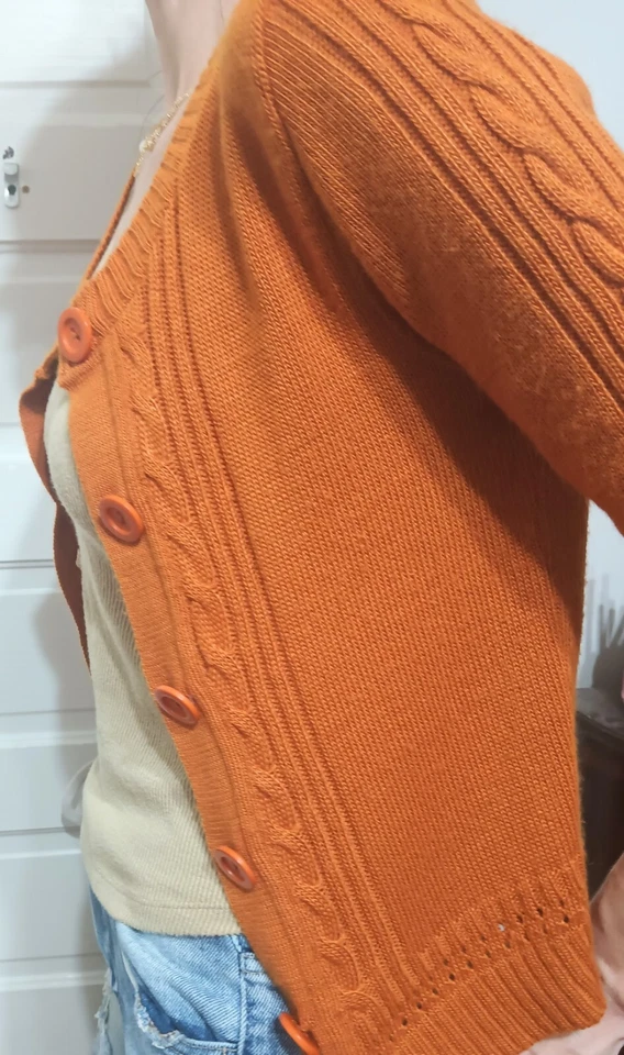 Cárdigan corto tejido suéter años 90 grunge naranja quemado talla M de colección para mujer Foto 2 de 4