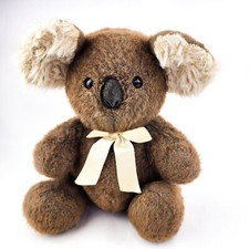 Vintage Dakin Plush Koala Bear with Bow 1986 Stuffed Animal Toy Brown 14"
