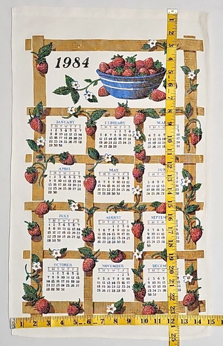 Vintage 1984 Kalender Küche Geschirr Geschirrtuch Old Stone Miller Inc. Erdbeeren - Bild 2 von 8
