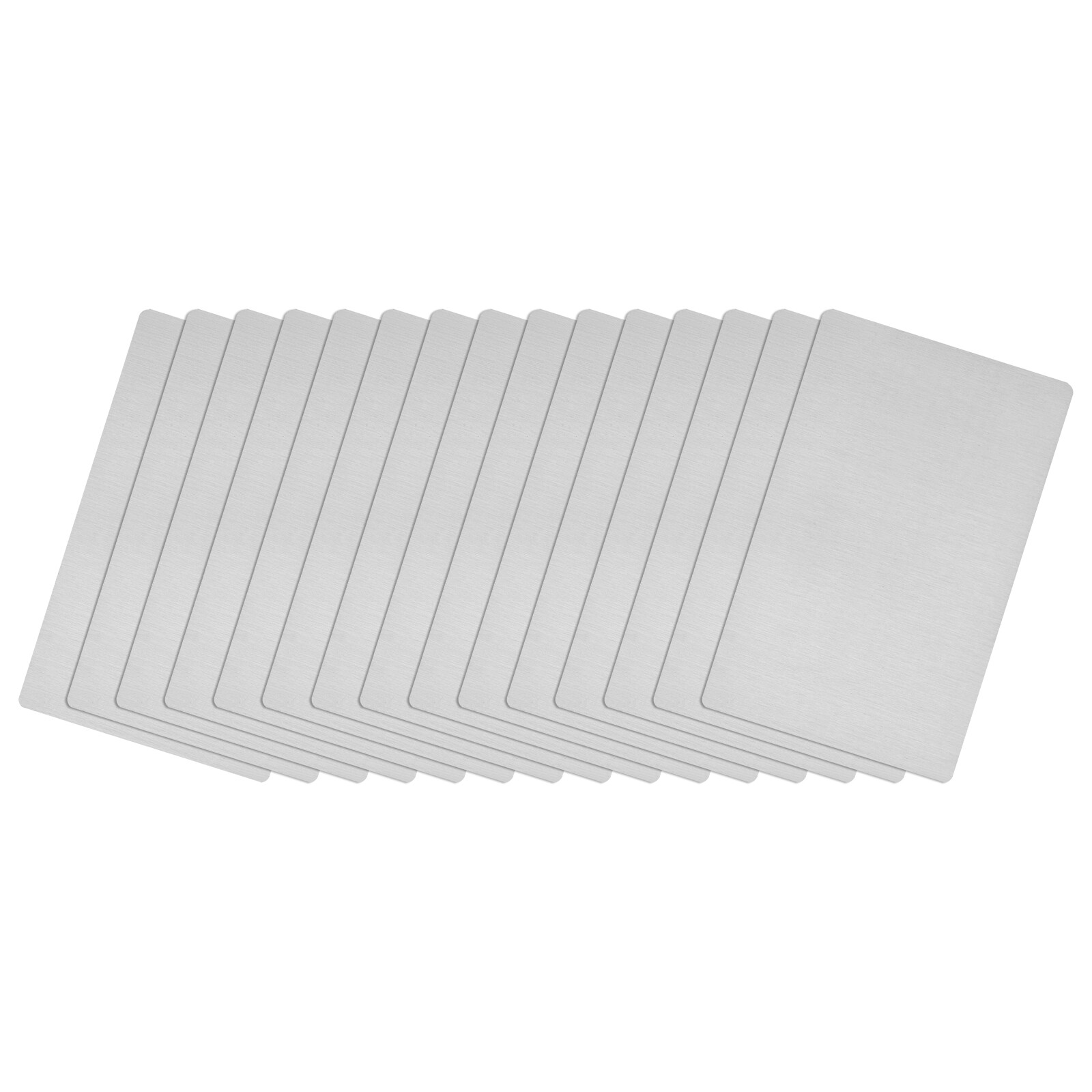 66x45x0.4mm Brushed 201 Stainless Steel Blank Metal Card Silver Tone 15 Pcs