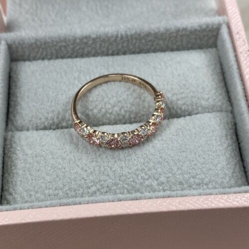 Bracelet de mariage demi-éternité diamant cultivé en laboratoire alterné rose et blanc 1 ct 14 carats - Photo 2 sur 8