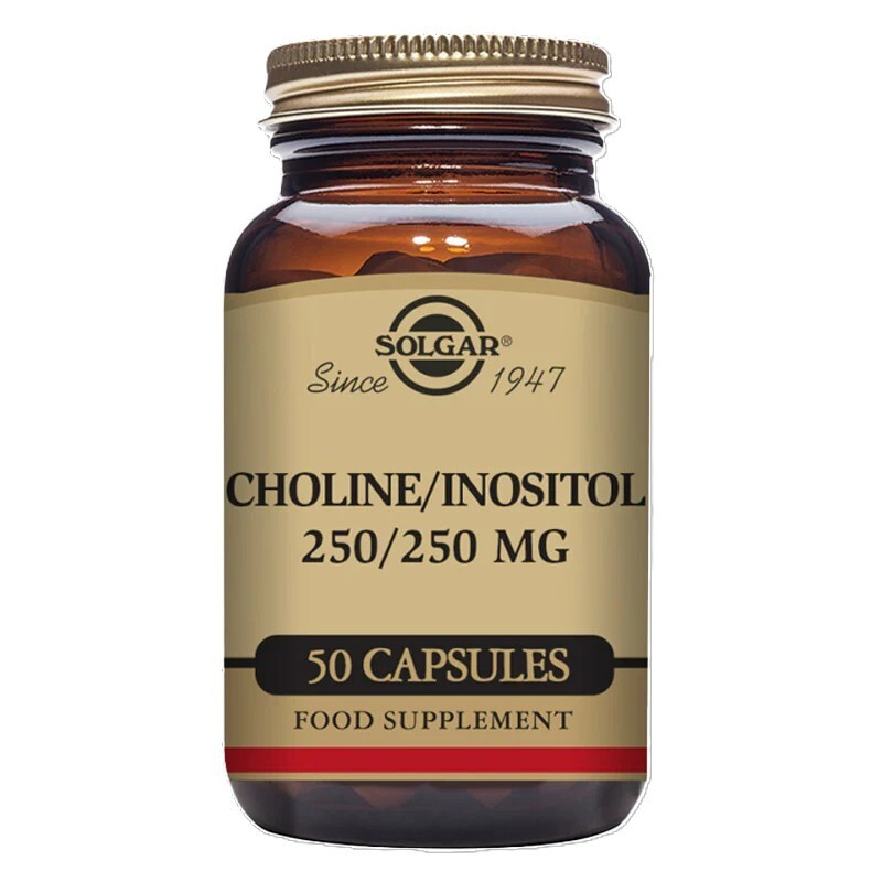 Choline 250mg & Inositol 250mg x 50 Veg Capsules; Liver Function;  Solgar