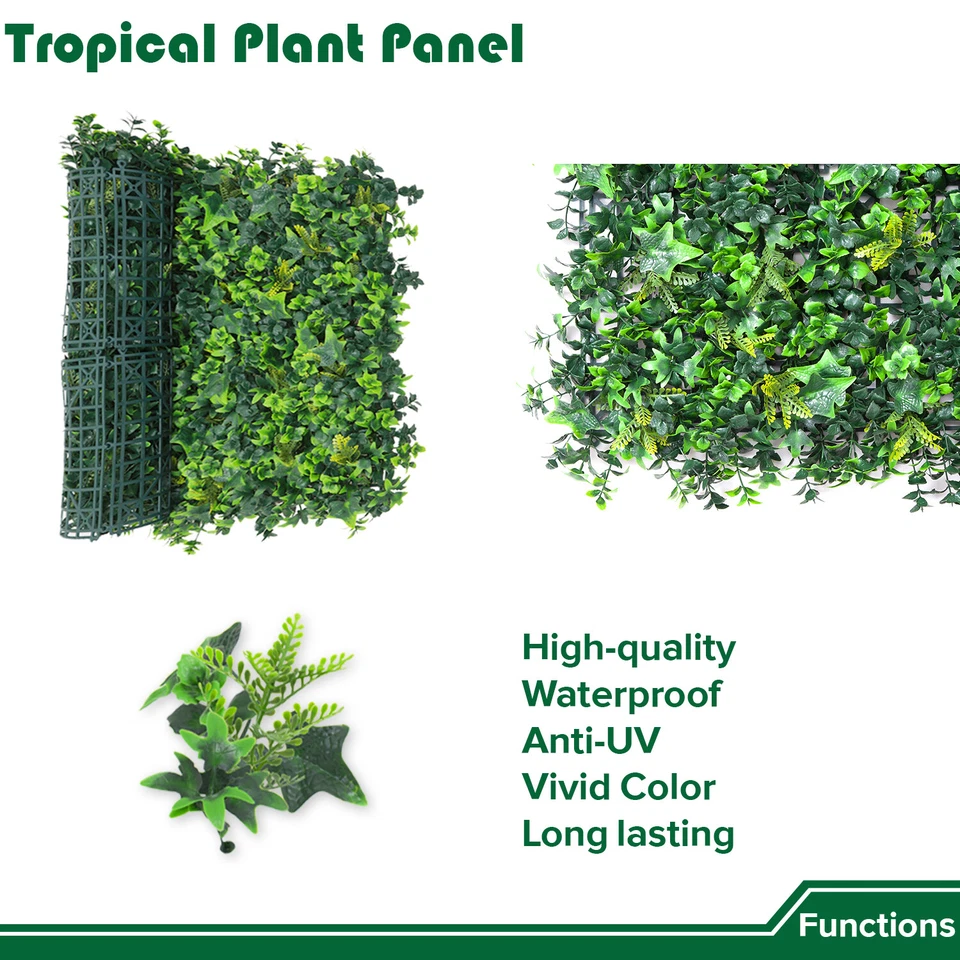 Alfombrillas de hojas tropicales artificiales de imitación de 20" decoración de setos panel de valla de privacidad hágalo usted mismo Foto 3 de 4