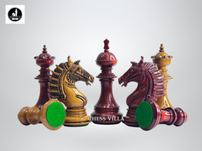 The Sikh Empire Luxury Chess Pieces Only Set- Budrose Wood & Lacquered Antiqued