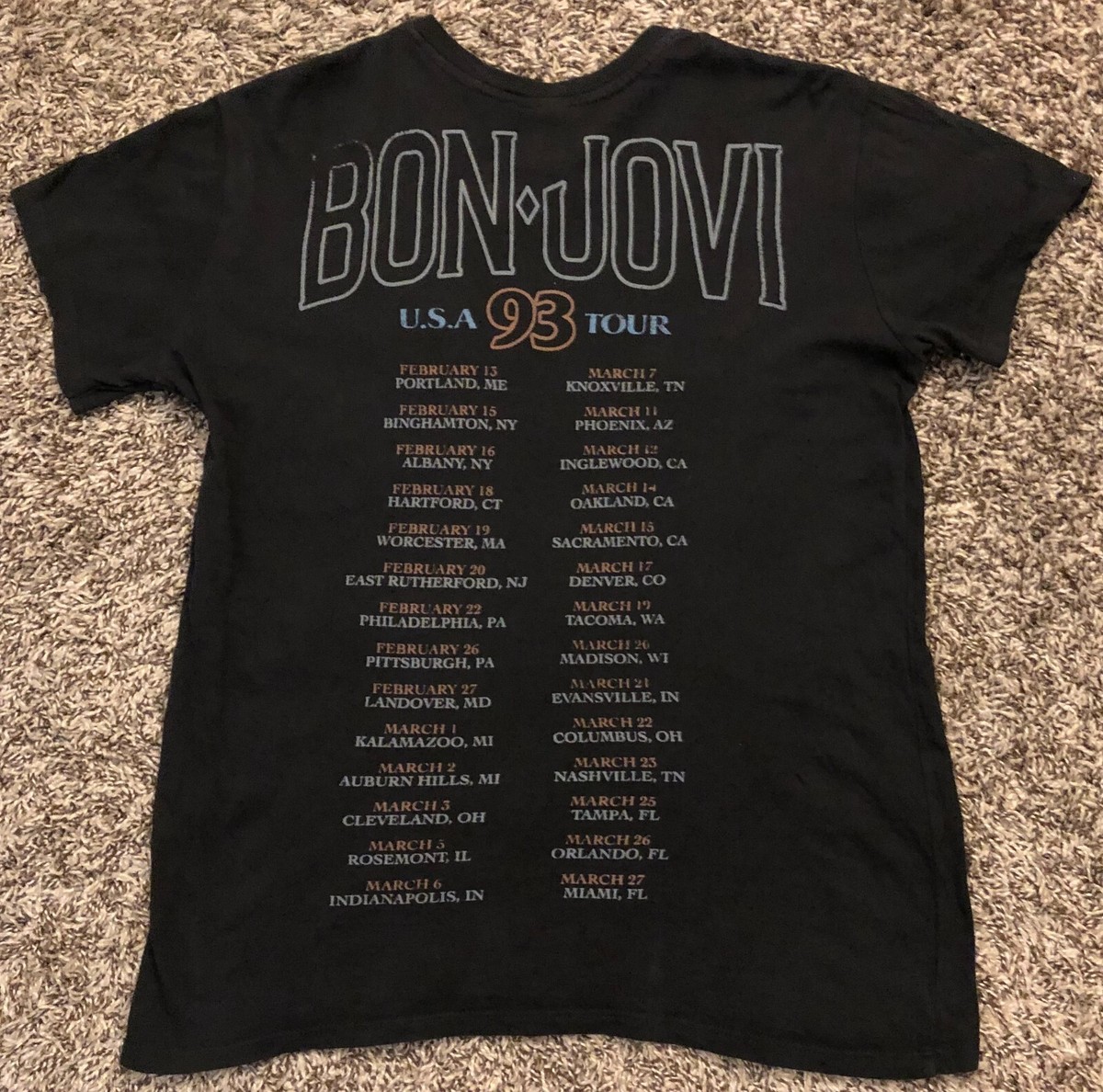 Bon Jovi Keep The Faith 93 USA Tour Women's Dark Gray T Bon Jovi Keep The Faith 93 USA Tour Women's Dark Gray T