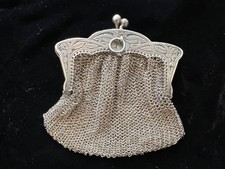 Antique French Art Nouveau Silver Metal Mesh Coin Purse