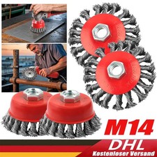 4x Topfb&uuml;rste Winkelschleifer Bohrmaschine Kegelb&uuml;rste Rundb&uuml;rste Flex Draht DHL