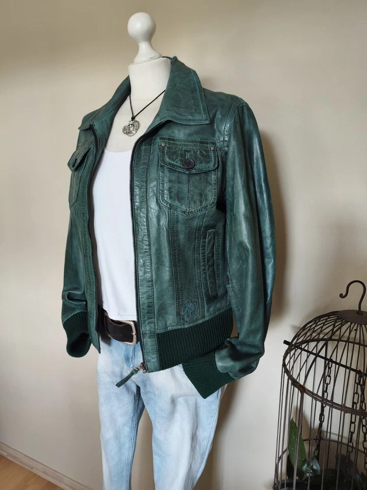 Lederjacke Gipsy XL grün Blouson Bomberjacke - Bild 3 von 4