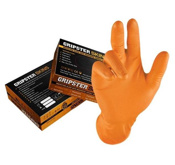 Gants d'atelier jetables épais nitrile orange XXL pour mains fortes