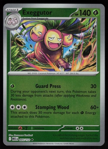 Exeggutor Reverse Holofoil Uncommon Mega Evolution 005/132 Pokemon Near Mint