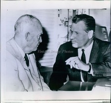 1961 Gettysburg Nelson Rockefeller Dwight Eisenhower Wirephoto 8X8 Vintage